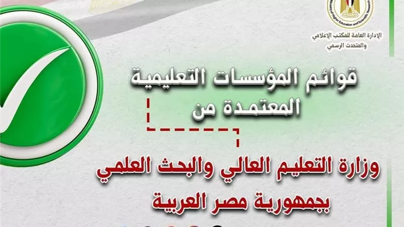 القوائم المُحدثة لمؤسسات التعليم العالي المُعتمدة في مصر