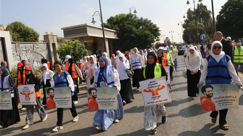 بني سويف تطلق شارة بدء المسيرة الرياضية للتوعية بأضرار ومخاطر الإدمان 