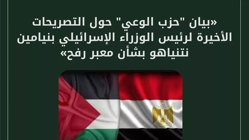 حزب الوعي يحذر من تصريحات نتنياهو.. ويدعو القوى الوطنية لتوحيد الصف