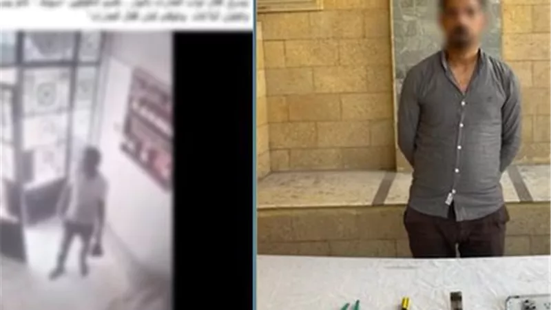 كالون باب حديد يفضح لص 