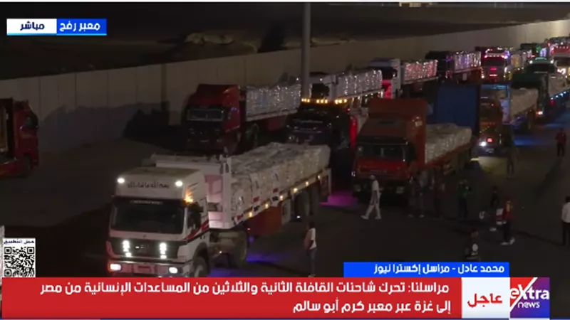 استمرارا للجهود المصرية.. انطلاق القافلة الـ32 لقطاع غزة