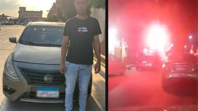 ضبط طالب استعرض بالألعاب النارية من نافذة سيارة ملاكي خلال حفل زفاف بطنطا