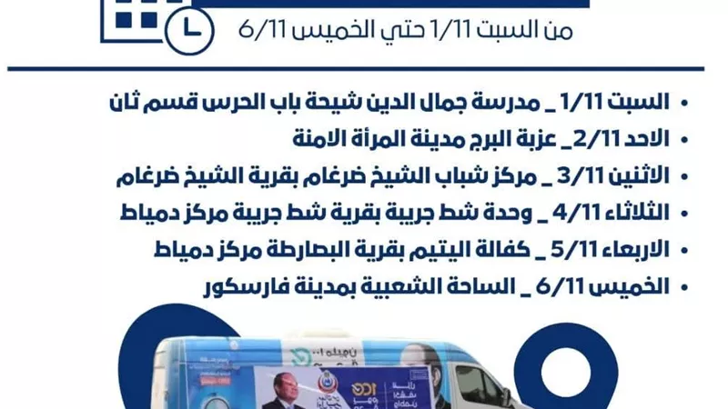 وزارة الصحة تُطلق قوافل طبية مجانية لأهالي دمياط