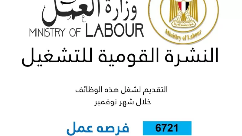 6721 فرصة عمل جديدة في 107 شركات بـ16 محافظة|التفاصيل