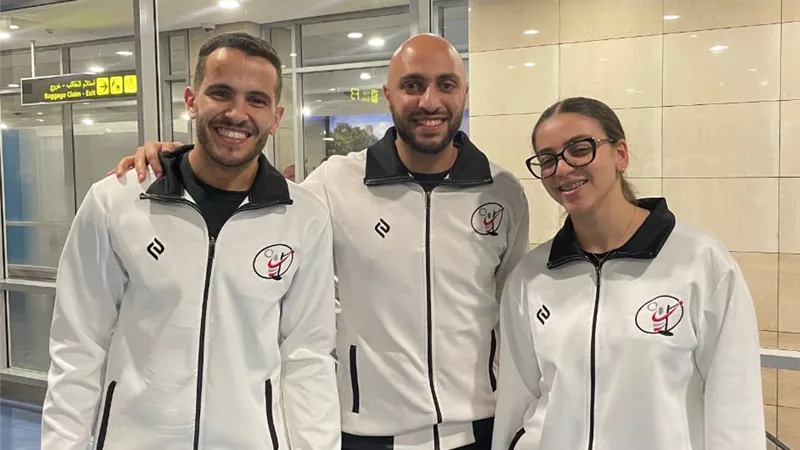 خديجة ويوسف لاعبا نادي دسوق ضمن بعثة منتخب مصر لكرة السرعة