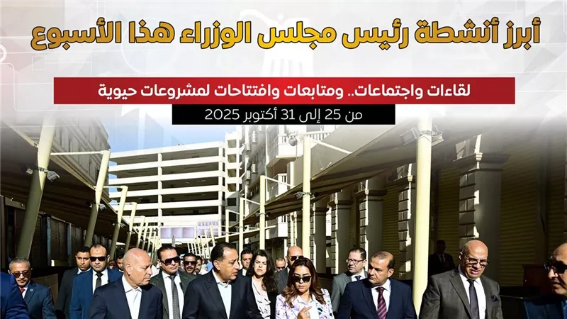 انفوجراف.. مجلس الوزراء يستعرض أبرز أنشطة الحكومة في أسبوع 