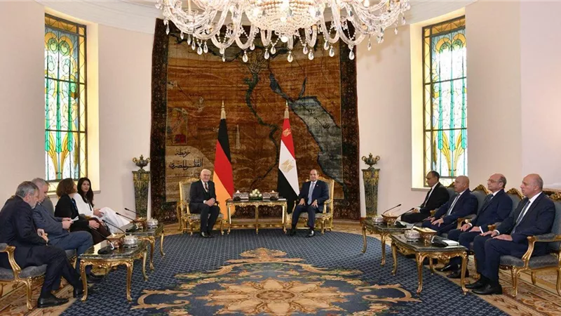 السيسي ونظيره الألماني يؤكدان أن حل الدولتين هو السبيل الوحيد للتوصل لسلام دائم