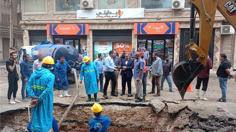 انفجار ماسورة مياه الشرب الرئيسية في زفتى..  وتحرك عاجل لإصلاح الكسر