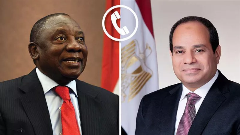 الرئيس السيسي ونظيره الجنوب إفريقي يبحثان المشاركة في مؤتمر إعمار غزة 