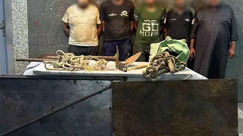 القبض على 5 أشخاص خلال الحفر والتنقيب عن الآثار بالمطرية