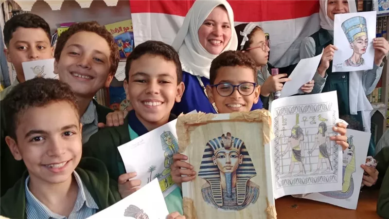 لوحات فنية وإبداعية للأطفال احتفالا بافتتاح المتحف الكبير بثقافة المنيا