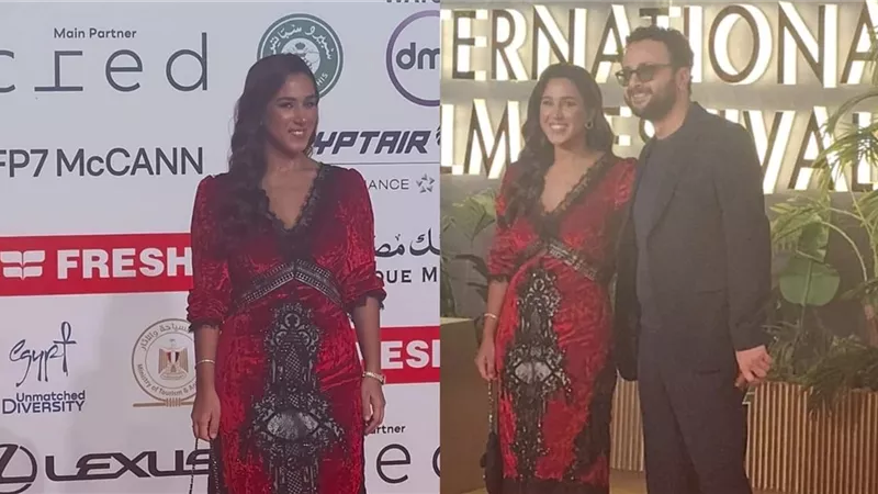 جهاد حسام الدين تتألق على السجادة الحمراء بمهرجان القاهرة السينمائي الدولي