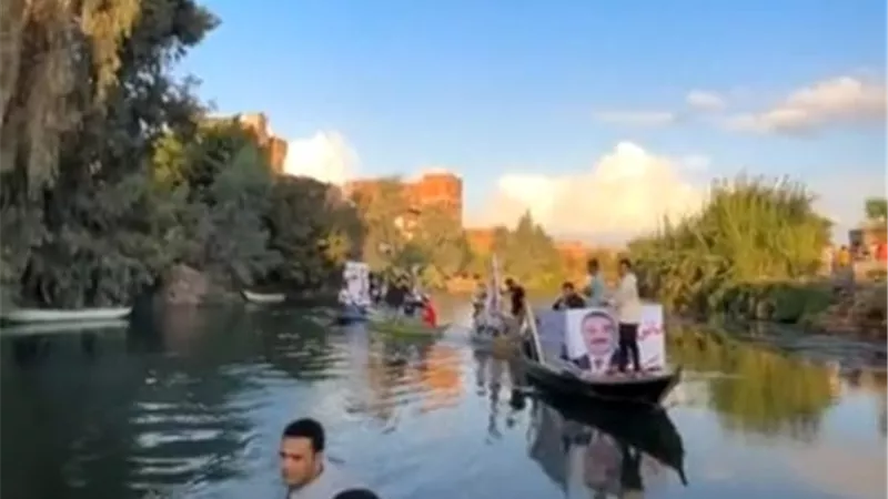 مسيرة بالمراكب لأحد مرشحي مجلس النواب بالمنوفية