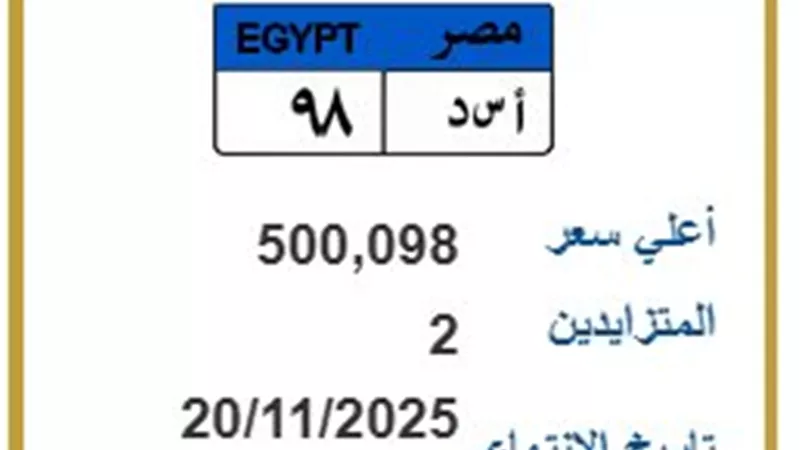المرور تطرح لوحة معدنية بـ500 ألف جنيه