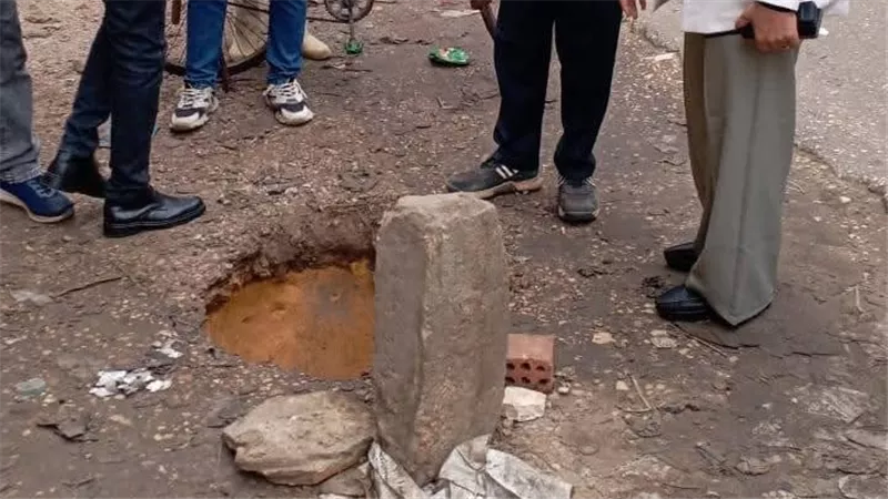 هبوط أرضي مفاجئ بطريق بيجام.. واستجابة عاجلة من حي غرب شبرا الخيمة