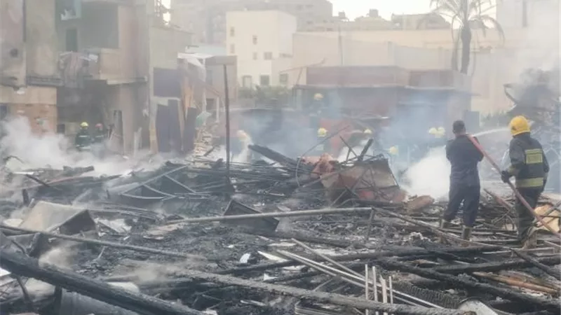 انتداب المعمل الجنائي لمعاينة حريق استوديو مصر بالمريوطية 