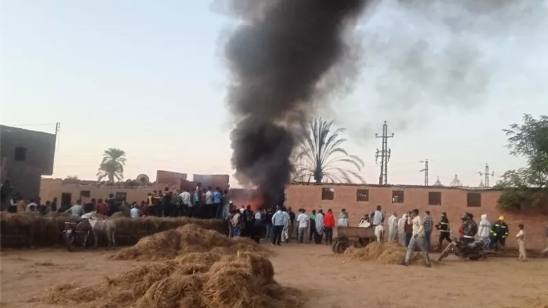 السيطرة على حريق هائل بمصنع طوب في معصرة صاوي بالفيوم
