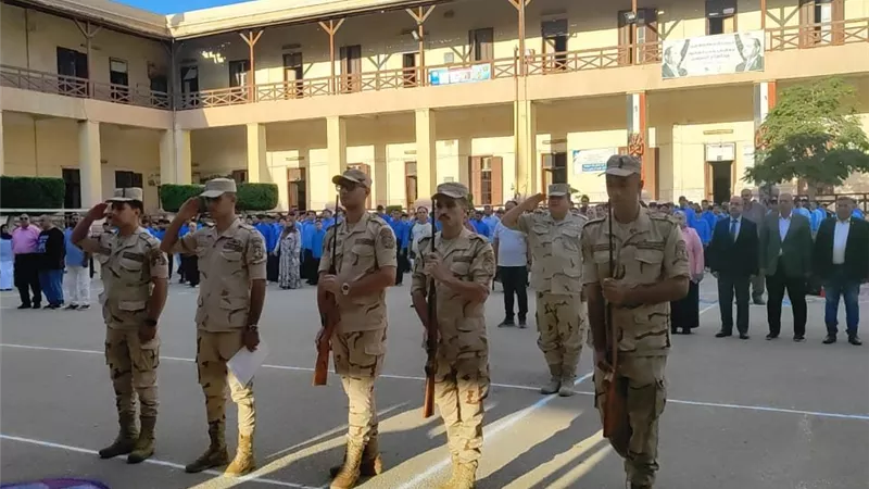 انطلاق العام الدراسي الجديد.. أول طابور صباحى بمدارس المنوفية