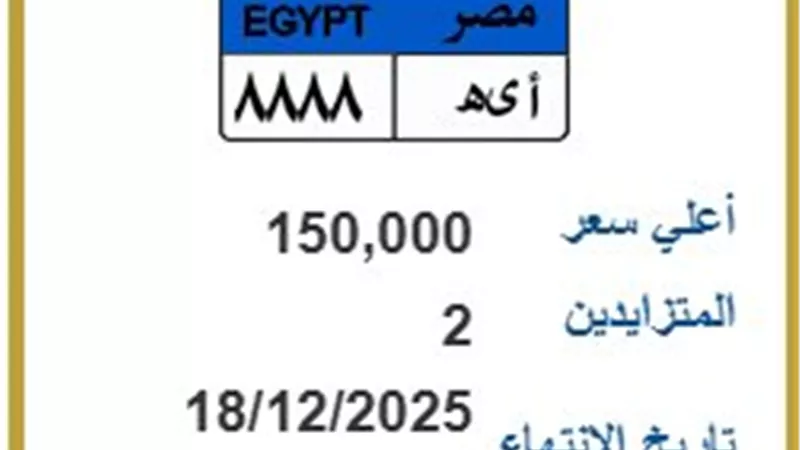 شخصين يشعلون المزاد على لوحة سيارات «أى ه 8888» |تفاصيل 