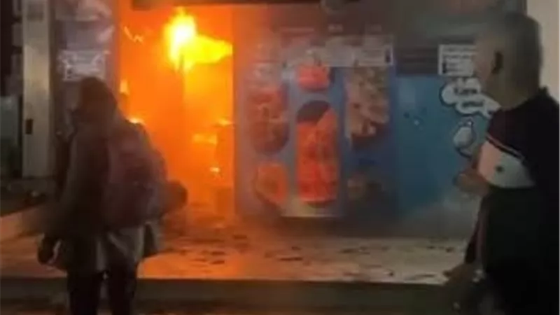 الصور الأولى لحريق مطعم سوري شهير بالألف مسكن