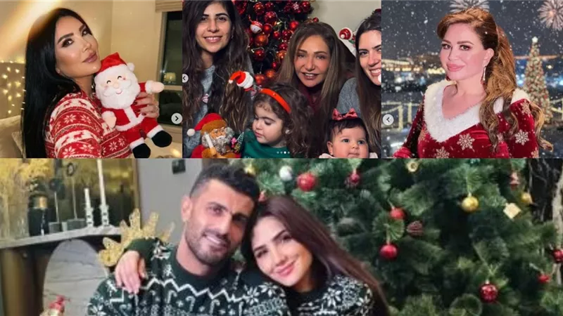 الكريسماس من منازل النجوم..  لقطات دافئة بملابس بابا نويل وأشجار مضيئة