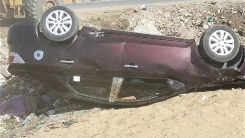 إصابة 2 إثر انقلاب سيارة ملاكي في بحر فاقوس بالشرقية