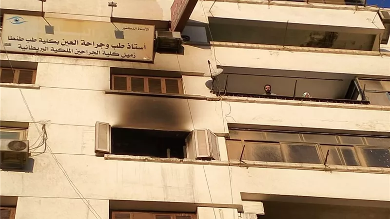 حريق يلتهم شقة سكنية أمام محطة طنطا