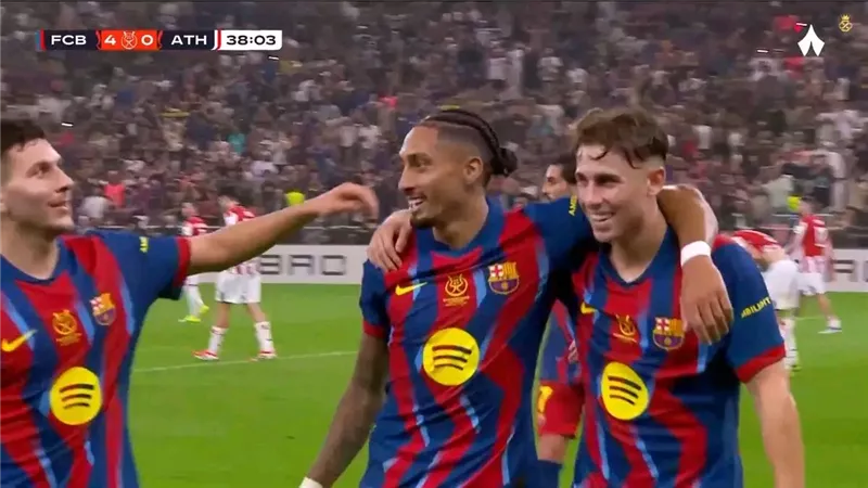 برشونة يضرب بلباو برباعية في الشوط الأول بنصف نهائي السوبر الإسباني