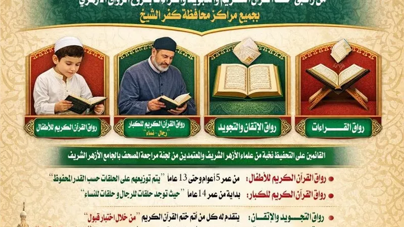رواق أزهري كفر الشيخ يعلن عن قبول دفعة جديدة من الدارسين الجدد