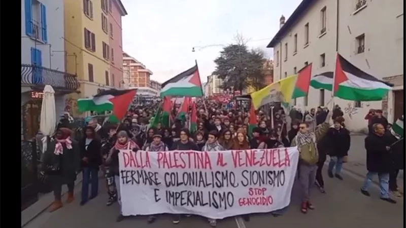 مظاهرات في بريشيا وروما بإيطاليا من أجل فلسطين وفنزويلا