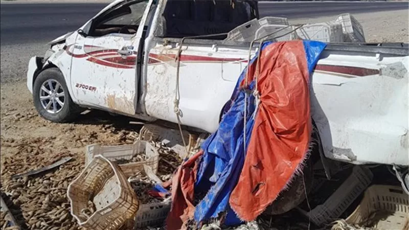 إصابة سائق سيارة محملة بالأسماك في حادث بطريق السويس القاهرة