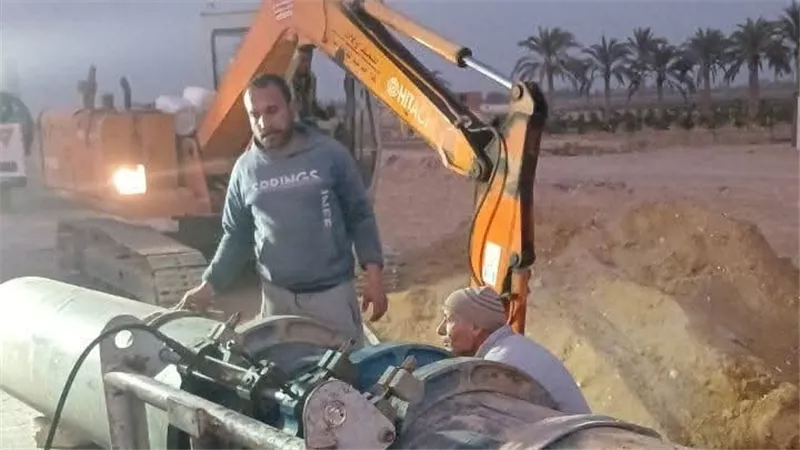 طوارئ مياه البحيرة تواصل أعمال إصلاح خط الطرد الرئيسي