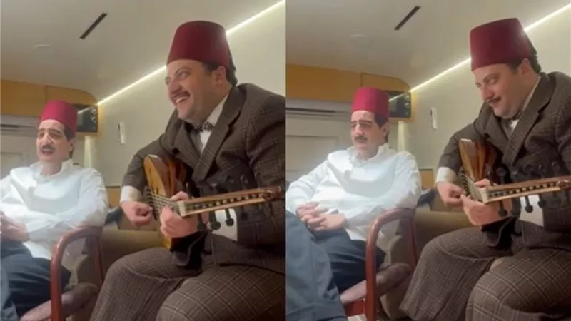  زمن الأربعينيات.. ميشيل وأحمد أمين يعيدان أغنية روبي على العود| فيديو