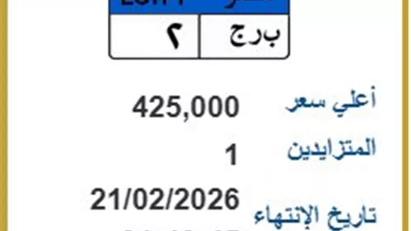 لوحة (ب ر ج 2) تقترب من نصف مليون جنيه في مزاد المرور