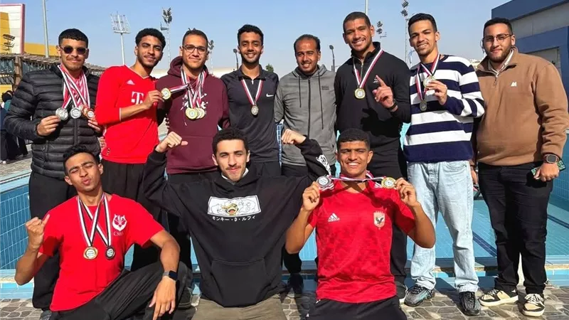 جامعة المنصورة تحصد المركز الأول في بطولة بورسعيد الشتوية للسباحة بالزعانف