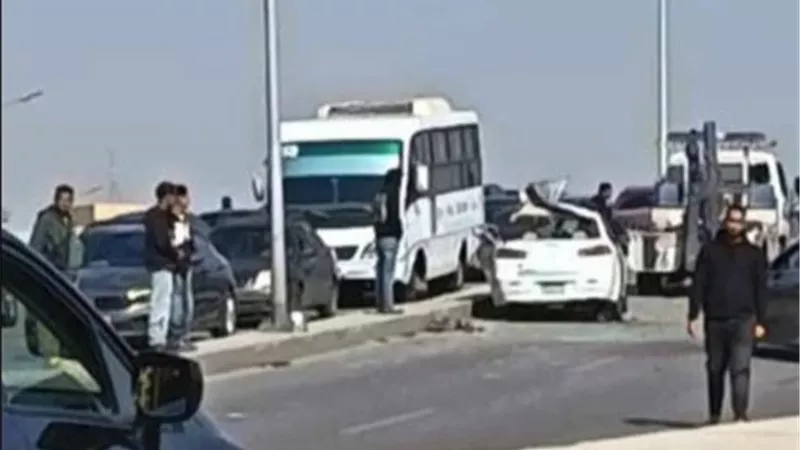  تصادم عدد من السيارات أعلى كوبري لاميرادا بالتجمع الخامس 