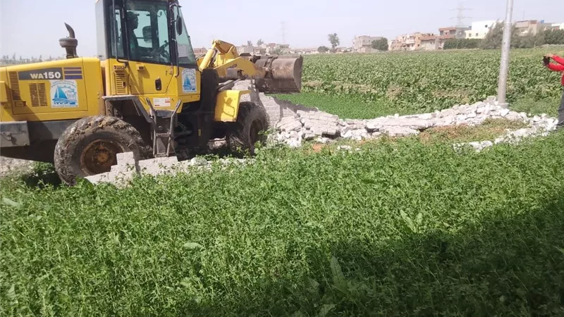 كفر الشيخ تنجح في إزالة تعديات على أراضي زراعية بمساحة 120 متراً بمطوبس 