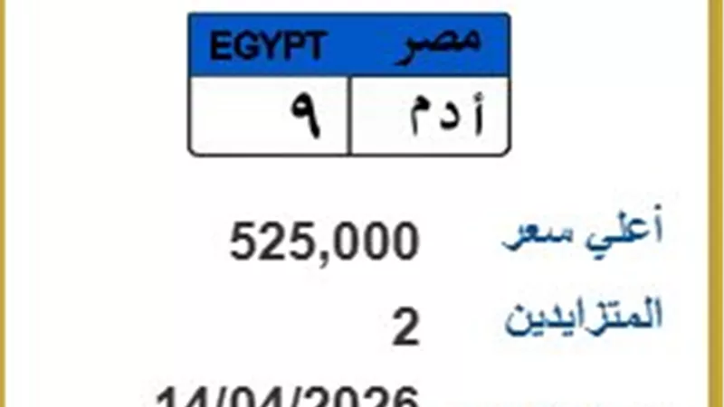 بمشاركة 2 مزايدين.. سعر اللوحة المعدنية 