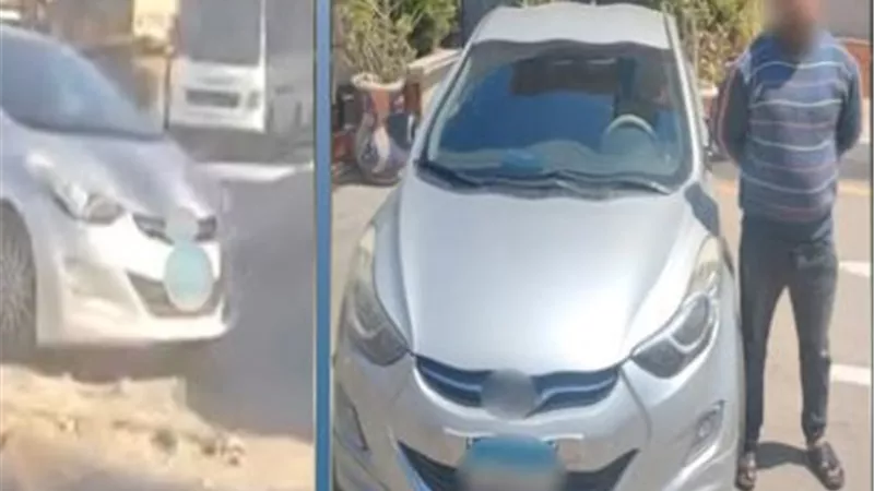 ضبط قائد سيارة خالف قواعد المرور لاختصار الطريق في البحيرة