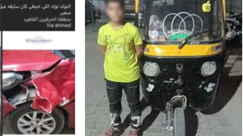 مغامرة تنتهي في القسم..صبي يقود توك توك والده ويصدم سيارة ملاكي بالقاهرة