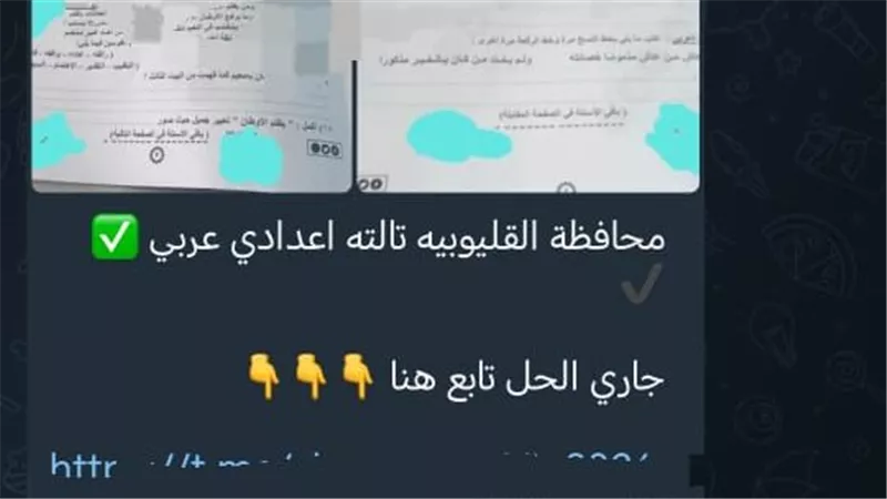 شاومينج تنشر صورًالامتحان اللغة العربية بالقليوبية بعد دقائق من بدء اللجنة