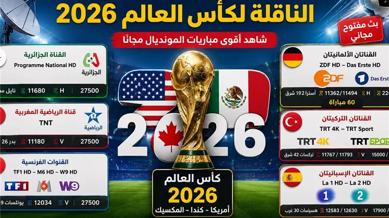 لا تفوت أي مباراة.. قنوات مجانية تنقل مباريات كأس العالم 2026