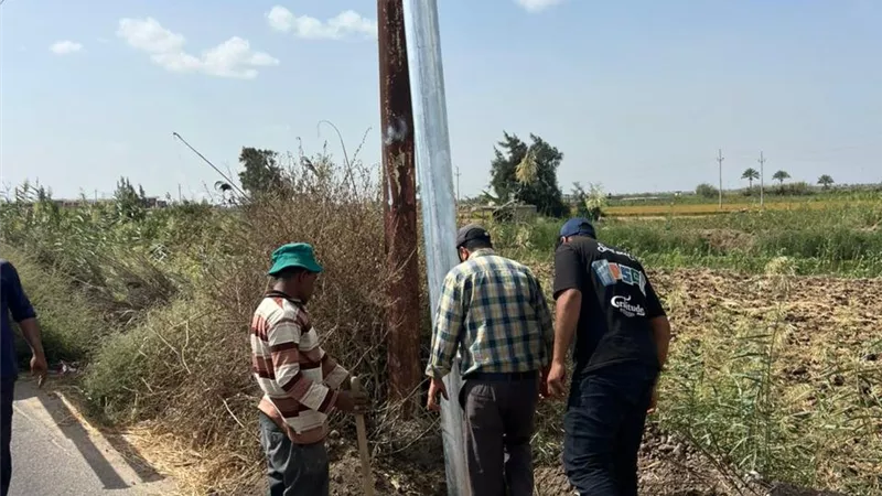 محافظ كفر الشيخ يوجه بتركيب 15 عمود كهرباء جديد بطريق الخاشعة - بلطيم