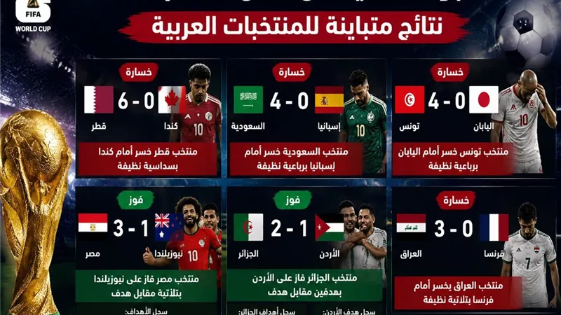 المونديال لا يرحم.. هزائم قاسية لقطر والسعودية وبريق مصري مغربي جزائري
