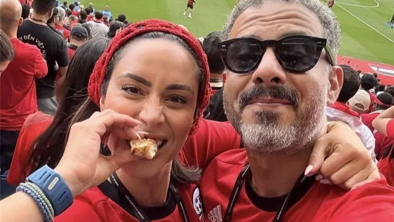 محمد فراج وبسنت شوقي يحتفلان بتأهل منتخب مصر 