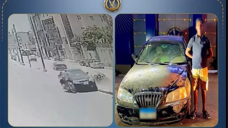 ضبط قائد سيارة لاصطدامه بدراجة نارية على طريق ببني سويف