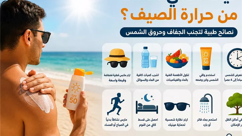 كيف تحمي نفسك من حرارة الصيف؟.. نصائح لتجنب الجفاف وحروق الشمس