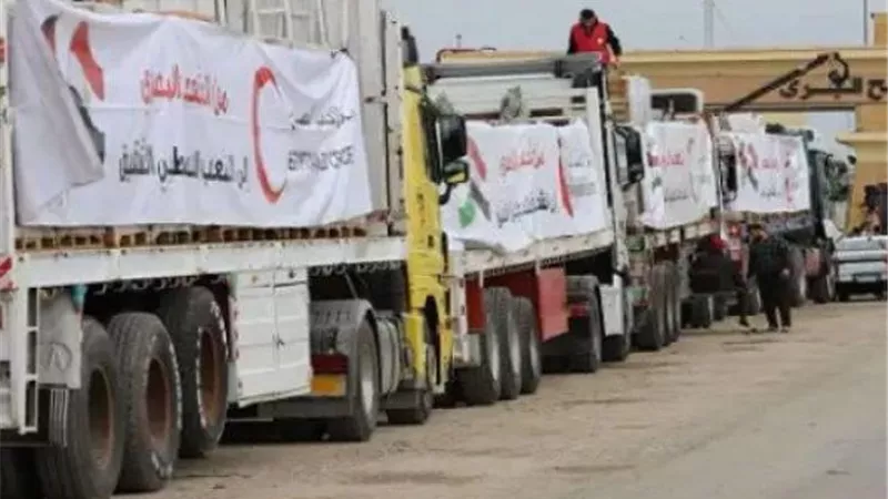 استئناف إدخال شاحنات المساعدات ضمن قافلة 
