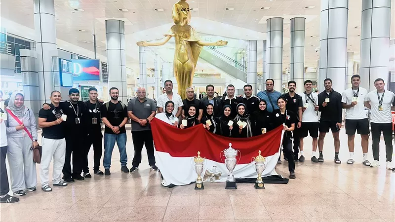 استقبال رسمي لبعثة منتخب مصر للكاراتيه بعد التتويج بلقب البطولة الأفريقية