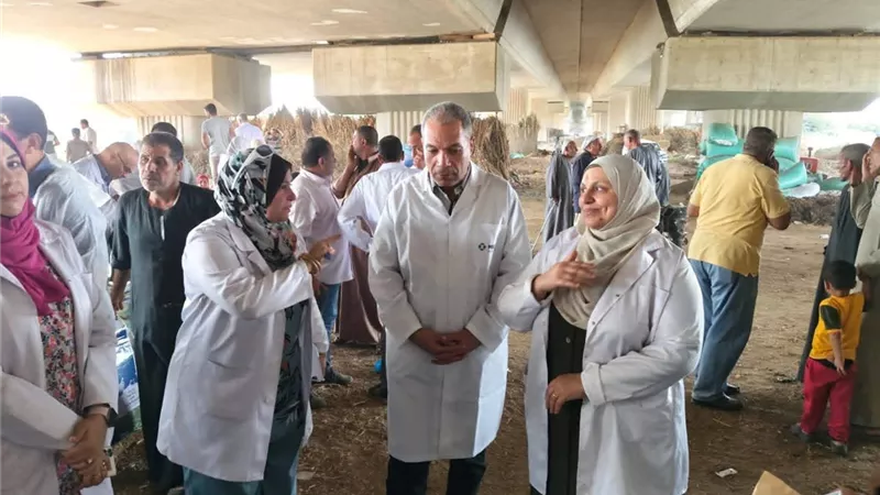 قافلة بيطرية تصل قرية دلهمو بالمنوفية لدعم المتضررين من فيضان النيل